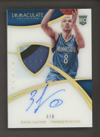 2014 - 15 Immaculate Acetate Zach Lavine Timberwolves Rpa Rc Patch Auto 6/8