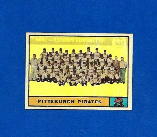 1961 Topps Baseball Card 554 Pittsburgh Pirates Team Card Print Defect Clemente