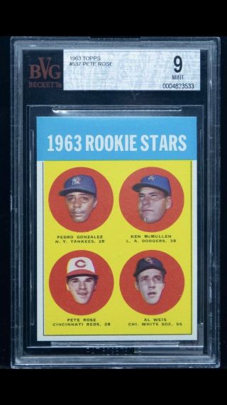 1963 Topps 537 Pete Rose Reds Rc Rookie Bvg 9 " Extreme Vibrant Colors " Pop 5