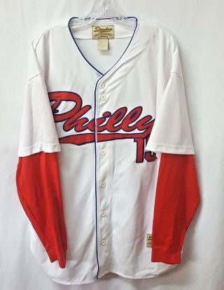 Philly 15 Baseball Jersey Mens L Large Shirt Button Up Sewn L/s White Limited