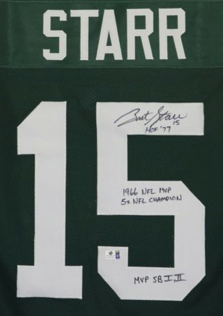 Bart Starr Green Bay Packers Autographed Green Jersey