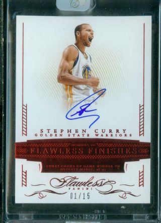 1/15=1/1 Stephen Curry 2014 - 15 Panini Flawless Finishes Ruby Auto Autograph Mvp