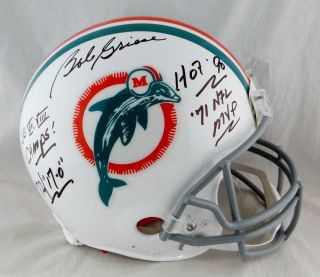 Bob Griese Autographed Dolphins F/s Proline Tb Helmet W/ 4 Insc - Jsa W Auth Blk