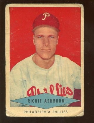 1954 Red Heart Dog Food Baseball Card Richie Ashburn
