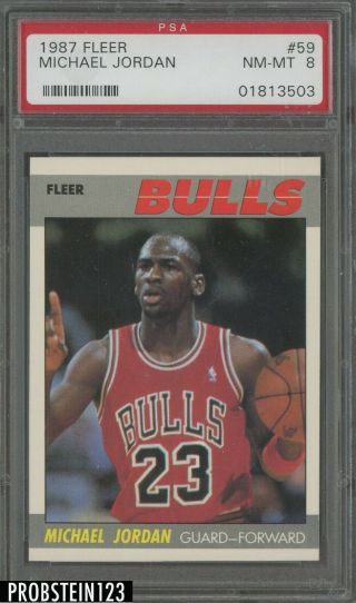 1987 Fleer Basketball 59 Michael Jordan Chicago Bulls Hof Psa 8 Nm - Mt
