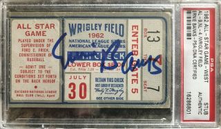 1962 Mlb All Star Game Ticket Ernie Banks Auto Signed Wrigley Field Chicago Cubs