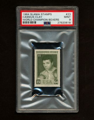 1964 Slania Stamps 23 Cassius Clay Psa 9 Muhammad Ali World Champs Boxers