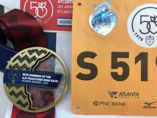 Peachtree Road Race Number/bib And Finisher 