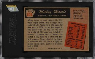 1955 Bowman Mickey Mantle 202 SGC 8 NM - MT (PWCC - A) 2