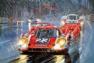 Nicholas Watts Print - " Victory For Porsche " - Lemans 1970 Signed By The Drivers