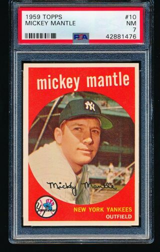 1959 Topps Mickey Mantle 10 Psa 7 - Centered