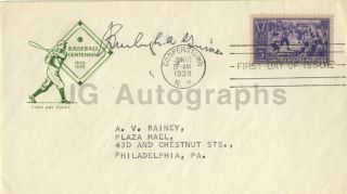 Burleigh Grimes - Autographed 1939 " 100 Years Of Baseball " First Day Cover