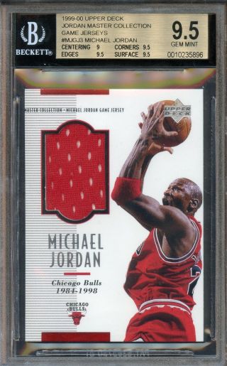1999 Upper Deck Michael Jordan Game Worn Jersey Card Bgs 9.  5 Gem.  Pop 2