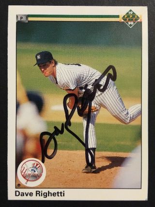 Dave Righetti Yankees Signed 1990 Upper Deck Ud Card 479 Auto Autograph