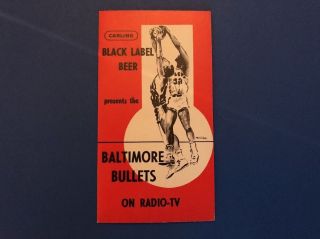 1964/65 Baltimore Bullets Pocket Schedule Trifold Carling Beer