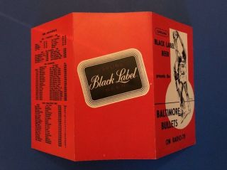 1964/65 Baltimore Bullets Pocket Schedule Trifold Carling Beer 3