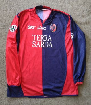 Cagliari Calcio 2005/2006 Home Match Worn Shirt Maglia 21 Capone Longsleeve