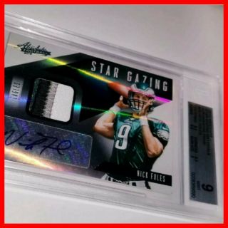 2012 Panini Absolute 12/25 Jersey Patch Auto Rookie Autograph Nick Foles Bgs 9