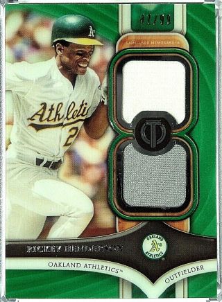 2018 Topps Tribute Rickey Henderson 47/99 Dual Game Worn Jersey Relics Dr - Rh
