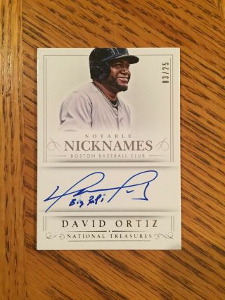 David Ortiz 2014 National Treasures Notable Nicknames Auto Big Papi 3/25 Red Sox
