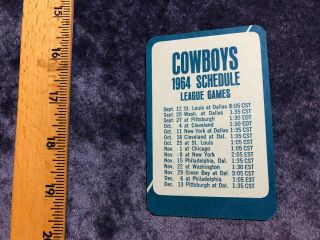 1964 Dallas Cowboys Nfl Football League Games Schedule Card - Braniff Airlines - Nm