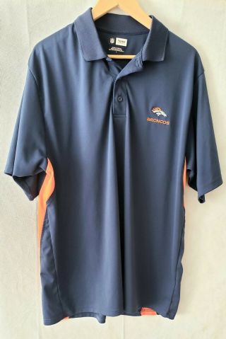 Men’s Nfl Team Apparel Blue Orange Denver Broncos Polo Shirt Large.  Fan Ready