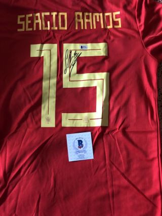 Sergio Ramos Signed Spain World Cup Jersey Autographed - Beckett Bas