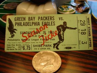 Packers Vs Eagles 11/29/42 Ticket Stub Shibe Park Don Hutson Td