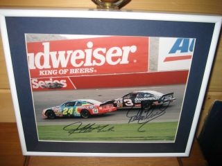Jeff Gordon Dale Earnhardt Sr Signed 8x10 Nascar Photo Framed W/coa