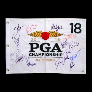Pga Championship Phil Mickelson Signed Golf Flag Baltusrol 15 Winners Autograph