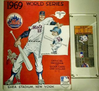 1969 World Champion Ny Mets World Series Game 4 Signed Program And Ticket