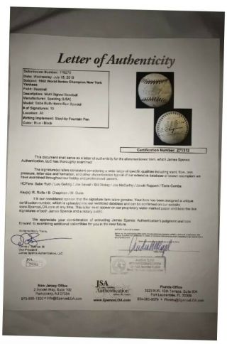 Autographed Babe Ruth 1932 York Yankees Team Signed Baseball JSA PSA DNA Not 6