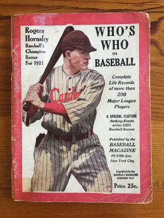 1922 Who’s Who In Baseball Rogers Hornsby Cover 7th Ed.  Babe Ruth Home Run List