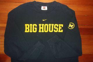Nike Michigan Wolverines Football Stadium Big House Authentic Ls T - Shirt L