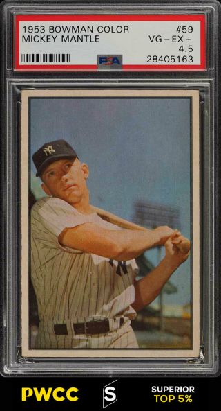 1953 Bowman Color Mickey Mantle 59 Psa 4.  5 Vgex,  (pwcc - S)