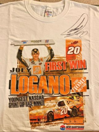 Joey Logano Autographed Signed 2009 Nascar Youngest Race Winner Shirt Xl,  Card
