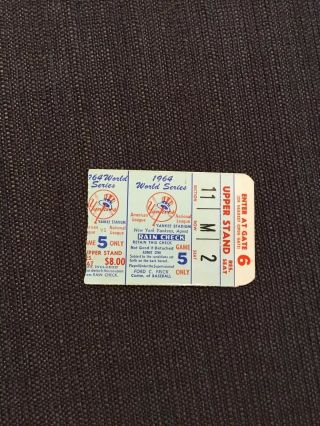 1964 World Series Ticket Yankees St Louis Cardinals Mickey Mantle Last Gm @ Ny