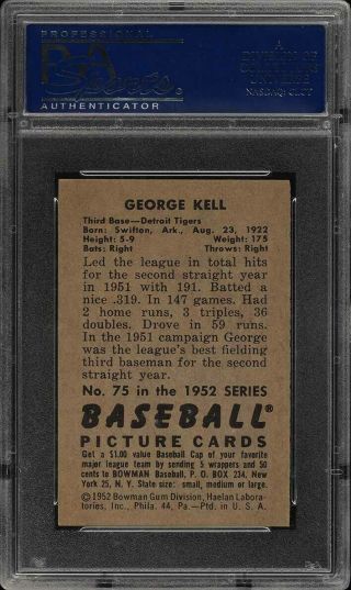 1952 Bowman SETBREAK George Kell 75 PSA 8 NM - MT (PWCC) 2