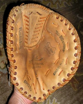 Vintage 1960s All - Star Leather First Base Baseball " Big Scooper " Glove Bm550