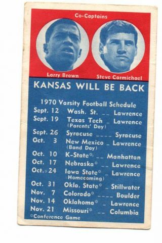 1970 Kansas Jayhawks College Football Pocket Schedule