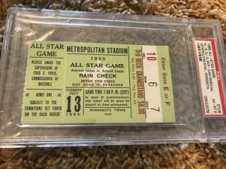 1965 All Star Game Ticket Psa 6
