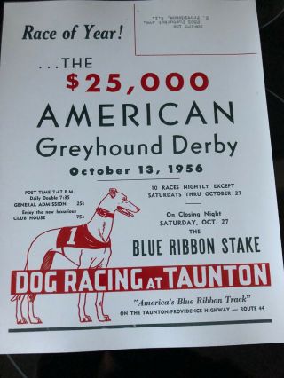 Taunton Greyhound 1956 American Greyhound Derby.