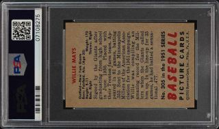 1951 Bowman Willie Mays ROOKIE RC 305 PSA 7 NRMT (PWCC) 2