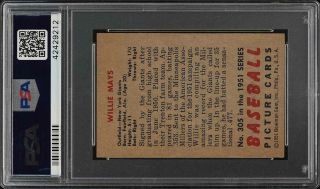 1951 Bowman Willie Mays ROOKIE RC 305 PSA 6 (oc) EXMT (PWCC) 2