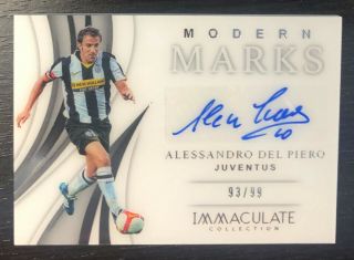 93/99 Alessandro Del Piero 2018 - 19 Immaculate Soccer Marks Autograph Auto Juve