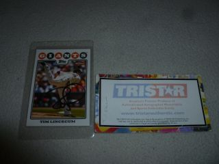 Topps San Francisco Giants Tim Lincecum Card Signed Tristar Authentic Autograph