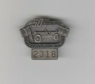 1961 Indianapolis 500 Silver Pit Badge Press Pin Aj Foyt 4x Indy Winner 50th
