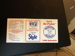1985 Madison Muskies Minor League Baseball Pocket Schedule