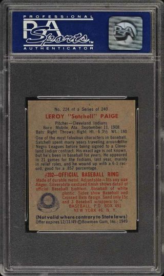 1949 Bowman Satchell Paige ROOKIE RC 224 PSA 8 NM - MT (PWCC) 2