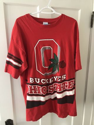 Vintage Ohio State Buckeye All Over Print Made In Usa T Shirt Xl